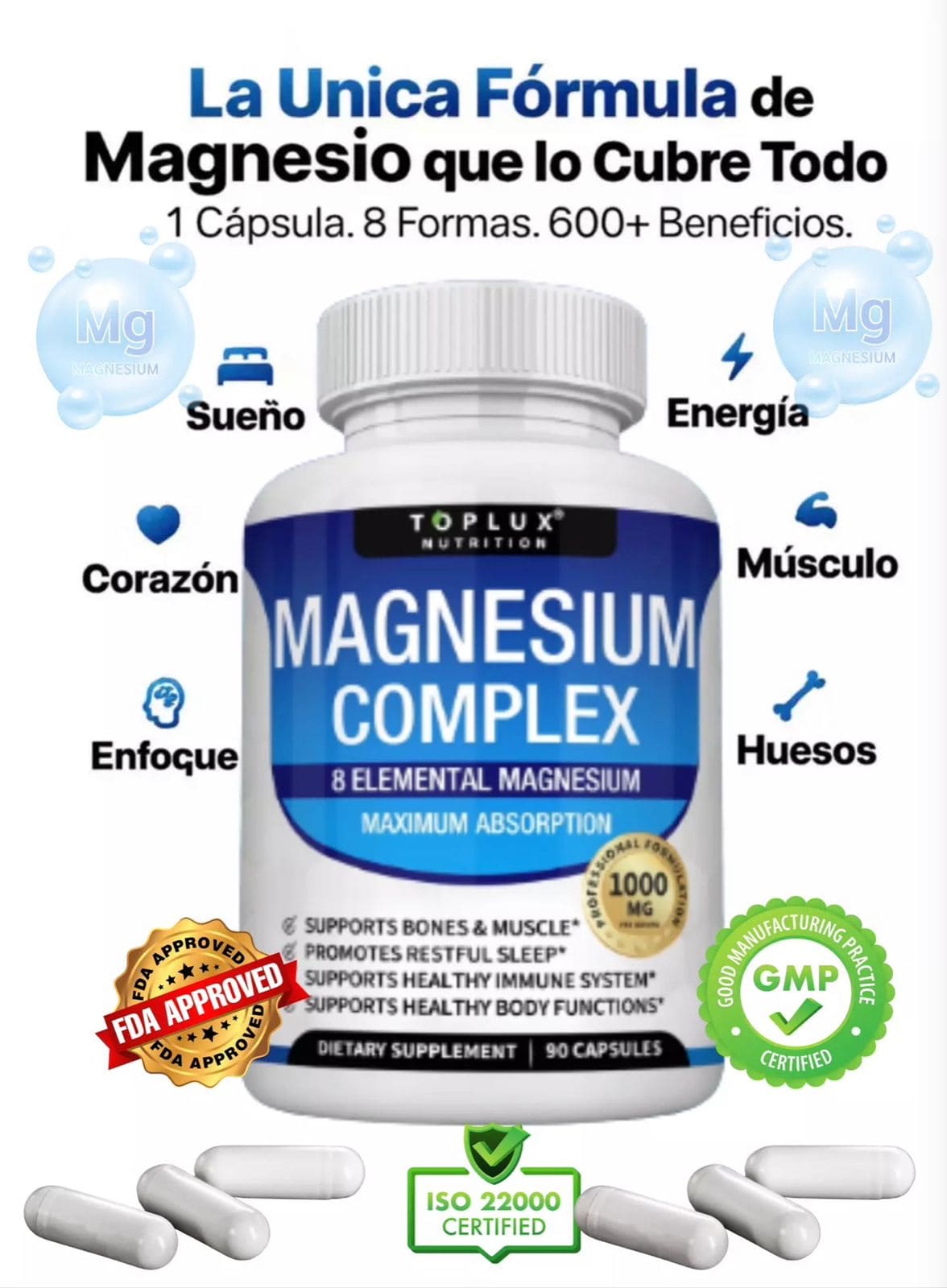 Magnesio complex  8 en 1 💊 100% Original de EE.UU